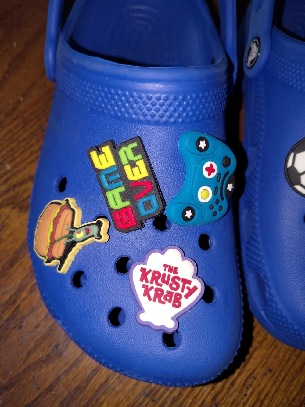 Blue Kids Crocs Sandals with Game & Sports Charms